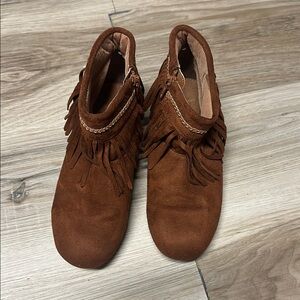 Children’s Place Fringe Suede Ankle Boots - Brown Sz 3